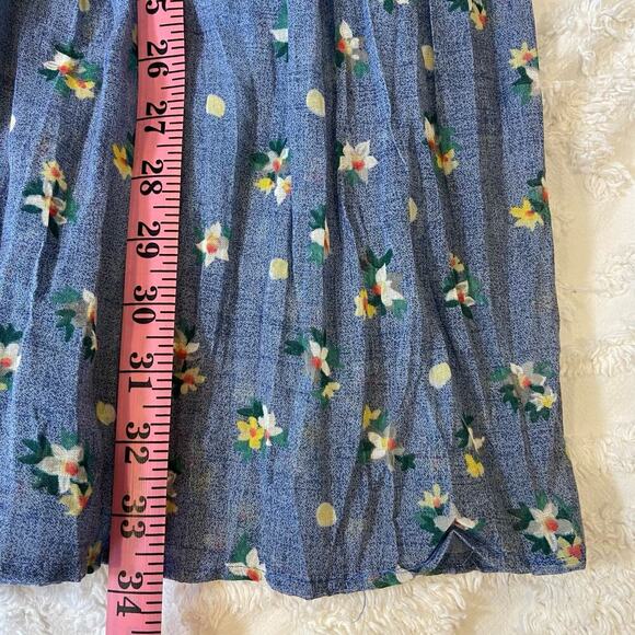 VTG HOWARD WOLF MADE IN USA Pleated Maxi Skirt Women's Floral Blue Cottagecore - Picture 8 of 10